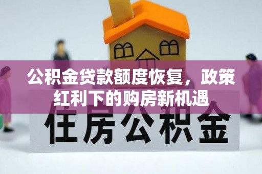 青海公积金贷款额度恢复，政策红利下的购房新机遇