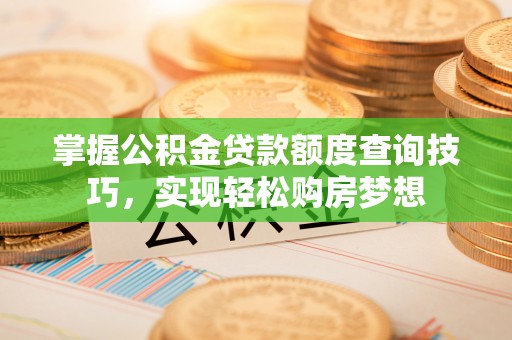 青海掌握公积金贷款额度查询技巧，实现轻松购房梦想